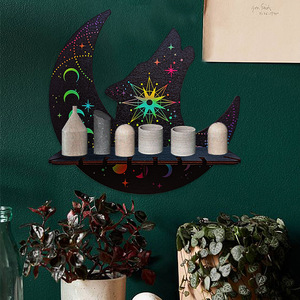 Étagère murale en bois avec bougeoirs en <span class=keywords><strong>cristal</strong></span> parfaite pour l'art mural du salon et les accents de décoration de la maison élégants - Product Image 2