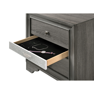 Naima Gray Finish Nightstand With Three <b>Drawers</b> <b>Storage</b> Unit Bedroom Furniture - Product Image 5