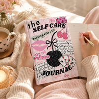 Carnet de journalisation personnalisé pour le bien-être, couverture rigide rose style Y2K avec motifs collage cerise et nœud papillon, cadeau tendance, commande en gros OEM ODM