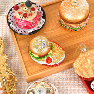 Sáng Tạo Giáng Sinh Bánh Hamburger Hình Mặt Dây Chuyền Chất Lượng Cao Thủy Tinh Sơn Thực Phẩm Lễ hội Cây Đồ Trang Trí Cho Giáng Sinh - Product Image 4