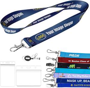 BSBH Custom Logo Printed Woven Satin Nylon <b>Polyester</b> <b>Lanyard</b> Blank Plastic ID Badge Holder and Card Case with Digital Printing - Product Image 1