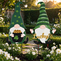 Lot de 2 piquets de jardin en fer résistant à la rouille, motif trèfle, pour décoration de pelouse, allée, fête ou événement.