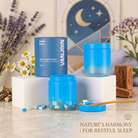 Pot en verre cylindrique rond de 120 ml, 150 ml, 200 ml, 250 ml, format familial, avec logo, pour aliments, vitamines, pilules, suppléments, gommes pour un sommeil réparateur