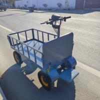 Chariot de transport électrique à quatre roues, plateforme de magasinage en acier inoxydable OEM