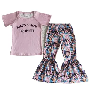 Singer Dolly Beauty School Dropout Pink Fans Baby Girl Short Sleeve Top Bell Bottom Pant Outfit Kids Clothing