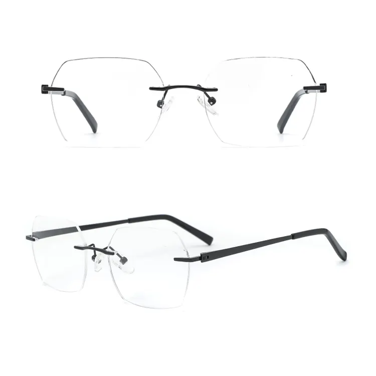 Gafas YJ-0275 de diseñador de metal, montura sin montura, gafas ópticas de calidad