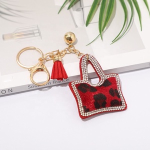 Korean Version Leopard Print Plush Bag <b>Keychain</b> Tassel Inlaid Diamond Hanging Accessories Hot Stamping <b>Leather</b> <b>Keychain</b> Pendant - Product Image 2