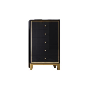 Gran oferta, cómoda de alto brillo, dormitorio, 5 cajones, armario de almacenamiento para sala de estar, cajón de pecho blanco <span class=keywords><strong>y</strong></span> negro - Product Image 4