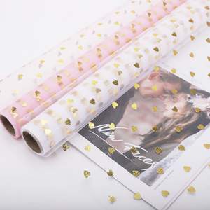 Korea gaya emas Stamping Bronzing cinta hati Tulle bunga heartfeel buket pembungkus jala 50cm * 5y penggunaan pertanian kemasan - Product Image 2