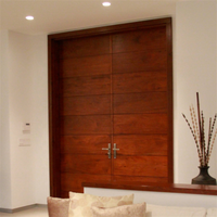 DAIYA portes en bois de teck massif avec poignée en acier pour porte en verre