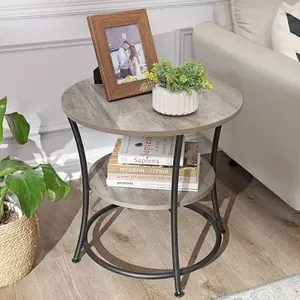 Mesa Auxiliar Multifuncional con Marco Metálico Resistente, Estante de Almacenamiento de 2 Niveles, para Uso en el Hogar y la Oficina - Product Image 3