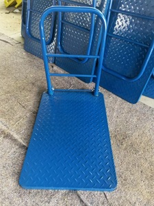 Chariot à plate-forme Chariot de stockage plat polyvalent Chariot à provisions pliable Acier à quatre roues robuste Acier inoxydable OEM - Product Image 4