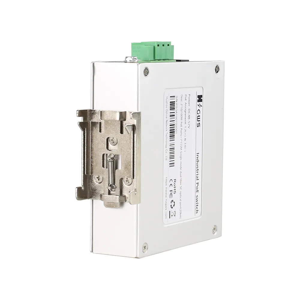 Interruttore di rete in fibra industriale con 3 porte * 10/100/1000M RJ45 porta supporto 12-48V DIN Rail