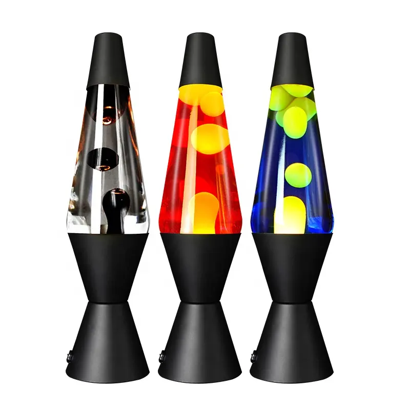 J & R OEM 다채로운 왁스 램프 홈 데코 용암 밤 빛 솔리드 블랙 기본 램프 왁스 액체 부드러운 휴식 램프 완벽한 축제 선물