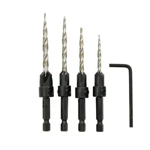 ATI High-Speed Steel M2 7/64 1Flute 82 Point Angle Bright Uncoated Adjustable Hex Shank Tapered Countersink <b>Drill</b> <b>Bit</b> Set - Product Image 4