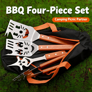 Spatule de gril en acier inoxydable avec long manche en <span class=keywords><strong>bois</strong></span> <span class=keywords><strong>pour</strong></span> fourche de barbecue en plein air <span class=keywords><strong>pince</strong></span> de <span class=keywords><strong>pelle</strong></span> <span class=keywords><strong>pour</strong></span> ensemble d'outils de grilles de charbon de <span class=keywords><strong>bois</strong></span> - Product Image 3