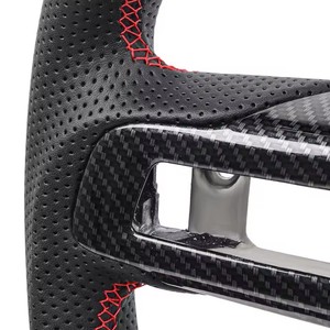 <span class=keywords><strong>Volant</strong></span> Hydro-DHydro en Fiber de carbone pour Ford Mustang GT350 GT500 2018-2023 <span class=keywords><strong>Volant</strong></span> de course en cuir perforé avec garniture de couverture - Product Image 3