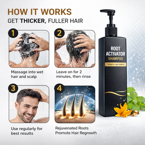 Shampooing activateur de croissance capillaire pour hommes, marque privée, pour cheveux bouclés, soin anti-chute et affinement des racines, nettoyant fortifiant pour le cuir chevelu, végétalien, antipelliculaire - Product Image 4