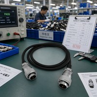 Câble connecteur aviation mâle étanche à 2 broches avec anneau moleté à vis métallique 18AWG pour signal de capteur