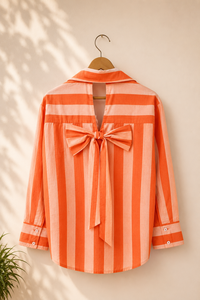 Camisa de algodón con lazo en la espalda para mujer |   Fabricante de Ropa Boutique Estampada a Mano - Product Image 6