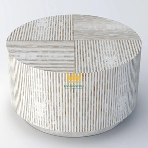 Table basse ronde au design moderne en coque de noix de coco, mobilier en bois, décoration intérieure, maison moderne, style farmhouse, meilleure vente - Product Image 5