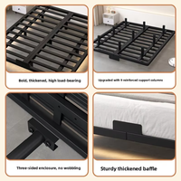 Lit suspendu en fer Meida, style moderne et minimaliste, avec revêtement en tissu doux et durable, disponible en tailles Queen/California King/King, idéal pour les chambres d'appartement.