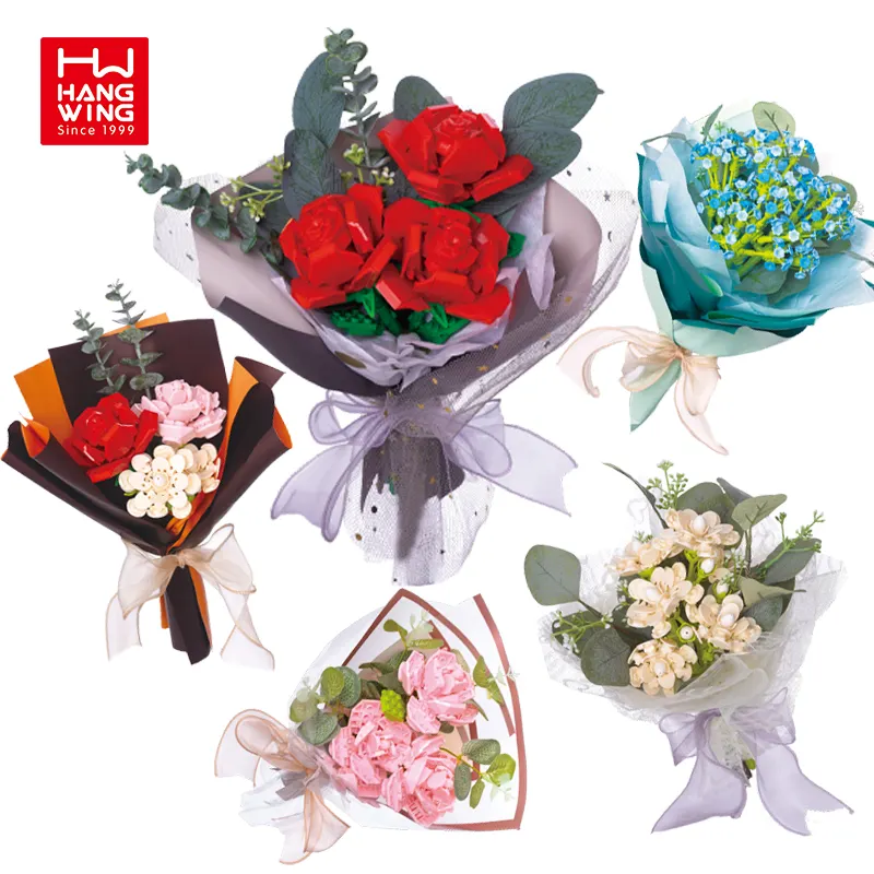 HW DIY assembled bricks Valentine's Day gift good-looking beautiful perpetual flower bouquet of building blocks new kids toys