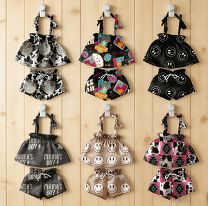 Set Canotta Estiva per Bambine <span class=keywords><strong>con</strong></span> Stampa Western, in Seta di Latte Traspirante, Elegante e Casual, Outfit per <span class=keywords><strong>Bambini</strong></span> - Product Image 2