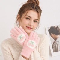 Gants d'hiver chauds à écran tactile, motif cerise douce, en polyamide, pour femme, accessoires d'extérieur, vente chaude