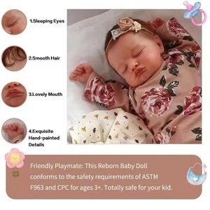 Poupée Bébé Reborn Rosalie Peinte à la Main, Réaliste, 19 Pouces, Poupée Endormie avec Teint 3D Genesis de Haute Qualité, Cadeaux Jouets - Product Image 3