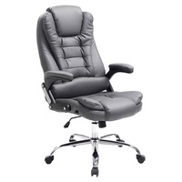 Meilleur fauteuil de bureau de direction en cuir PVC gris de qualité supérieure, classe 3, avec vérin à gaz, parfait pour le bureau à domicile, le télétravail