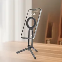 Support de téléphone portable magnétique en alliage d'aluminium anti-corrosion avec mousqueton, trépied mobile pour bureau et prise de vue en direct, utilisation à la main