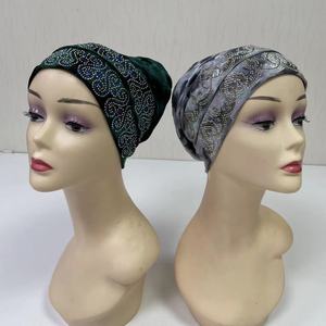 Turbante africano Auto Gele Headtie Velvet Turban Cap con cristal nigeriano Aso Oke Hat Diseños <span class=keywords><strong>DE</strong></span> BODA Turbante para mujer - Product Image 3