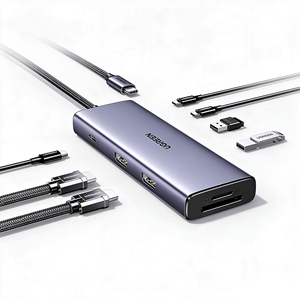 Station d'accueil UGREEN CM498A Type C 9 en 1, double 2.0 4K 60Hz USB 3.2 Gen1, lecteur de carte SD TF, PD 100W, hub multiport Type C - Product Image 1