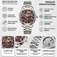 Reloj de Lujo Esqueleto Personalizado OEM, Reloj Mecánico de Acero Inoxidable con Puntero, Reloj de Hombre Resistente al Agua 5 ATM, Proveedor Mayorista