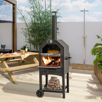 Vente en gros chariot double porte charbon de bois 3 en 1 BBQ grill sans fumée four à pizza au feu de bois commercial pour l'extérieur