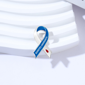 Pin Enamel Pita Kesadaran Diabetes Garis Biru Putih dengan Desain Pita Darah Merah Bros Lencana Kerah Perhiasan Hadiah untuk Teman - Product Image 2