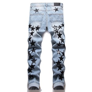 <span class=keywords><strong>Jeans</strong></span> Ajustados Amiris de Alta Calidad con Logotipo de Marca Personalizado al por Mayor, Pantalones Ajustados Elásticos con Parches de Cuero con Estrella Negra para <span class=keywords><strong>Hombre</strong></span> - Product Image 4