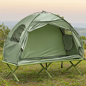 Lit de camp pliable léger pour l'extérieur, tente de camping à poteaux <span class=keywords><strong>en</strong></span> aluminium, double couche, hors sol, pour la pêche - Product Image 5