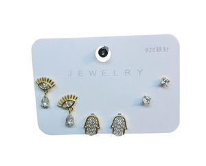 Orecchini in Cristallo Stile Francese Dorato, Set di Gioielli Placcati in Argento 925 per Uso Quotidiano Femminile - Product Image 1