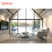 Ventana Panorámica de Aluminio Circular Moderna DERCHI, Diseño de Triple Acristalamiento Templado, para Villa Americana o Canadiense, Estilo Fijo y Abatible