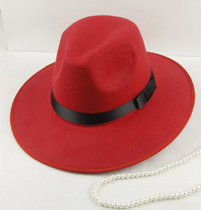 2022 kustom baru hitam merasa Fedora topi untuk pria musim gugur musim dingin pita mengikat Rim grosir untuk pesta dan bisnis pemandangan - Product Image 3