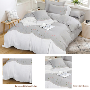 Cina fabbrica di vendita calda su misura ricamo floreale casa biancheria da letto copripiumino set di lenzuola in pizzo stile europeo ragazze set di lenzuola - Product Image 3