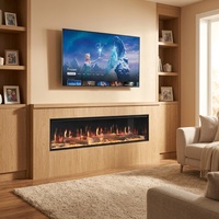 Cheminée électrique virtuelle 3D de luxe haut de gamme avec télécommande, Wi-Fi, étincelles, USB et écran LCD, 65'' et 75''