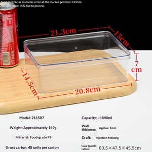 Caja de Regalo Rectangular Transparente de PS de Grado Alimenticio, Contenedor de Almacenamiento Transparente con Tapa y Esquinas Redondeadas, 1800 ml, Impresión Personalizada - Product Image 5