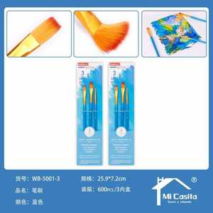 Brushon 3-Piece Paintbrush Set Nylon Bristles Plastic Handle Metal Ferrule WB-5013 Art Supplies - Product Image 3