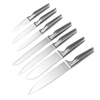 6 pièces ensemble de couteaux de cuisine en acier inoxydable avec manche creux ergonomique lame en acier inoxydable couteau santoku japonais