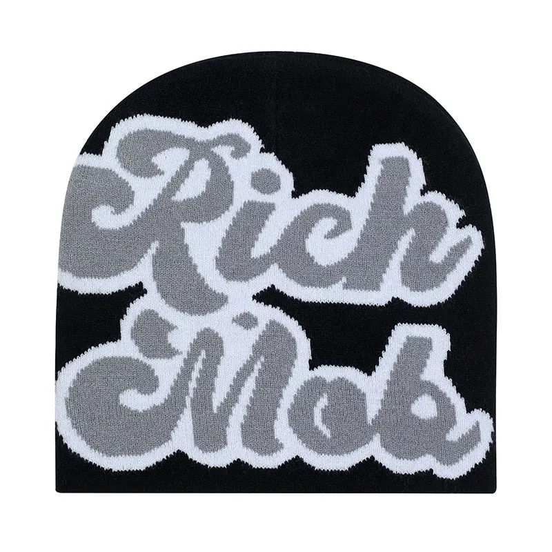 Индивидуальные шапочки, оптовая продажа, жаккардовая вязаная теплая шапка-пуловер с буквами, Шапка-бини в стиле хип-хоп