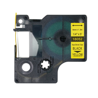 Ruban d'étiquetage compatible Dymo 18052, 6 mm, pour tube thermorétractable, étiquette de câble, noir sur jaune, pour imprimante Rhino 5200