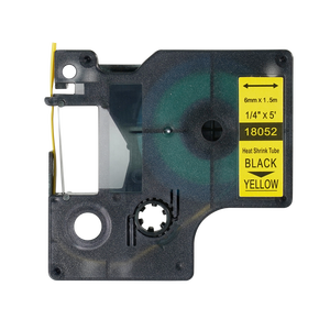 Nastro per <span class=keywords><strong>Etichette</strong></span> Compatibile <span class=keywords><strong>Dymo</strong></span> 18052, 6mm, per Tubi Termorestringenti, Nero su Giallo, per Stampante Rhino 5200 - Product Image 1